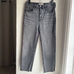 Everlane Cigarette Womens 28 Jeans Grey High Rise Raw Hem Stretch Denim Pants